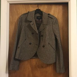 Cole Haan Brown Double Breasted Houndstooth Jacket